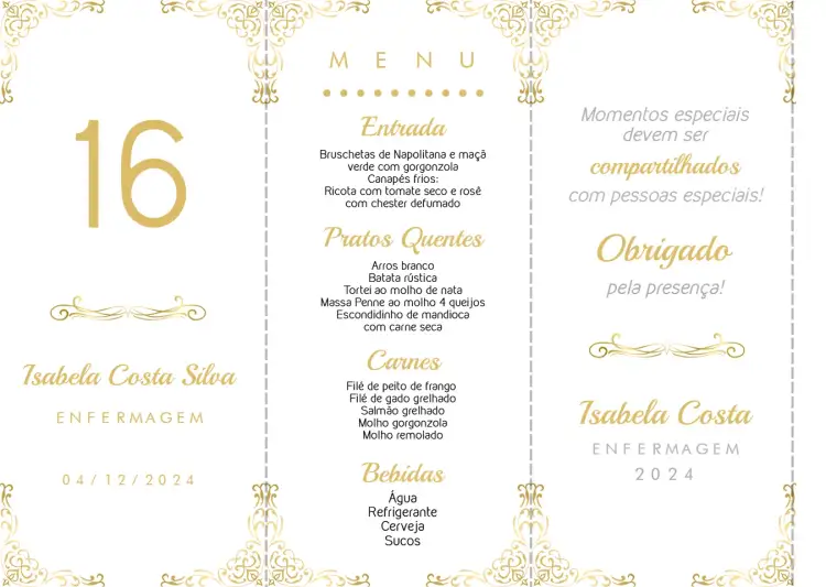 Convite Menu Triângulo Formatura Dourado Triangulo – tema Formatura dourado, amarelo, arabesco, moderno, elegante, triangular