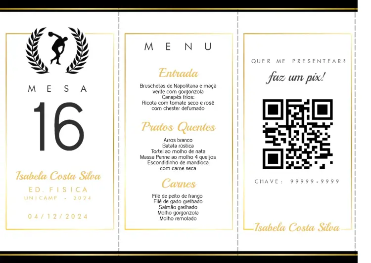 Convite Menu Triângulo Formatura Educação Física Triangulo