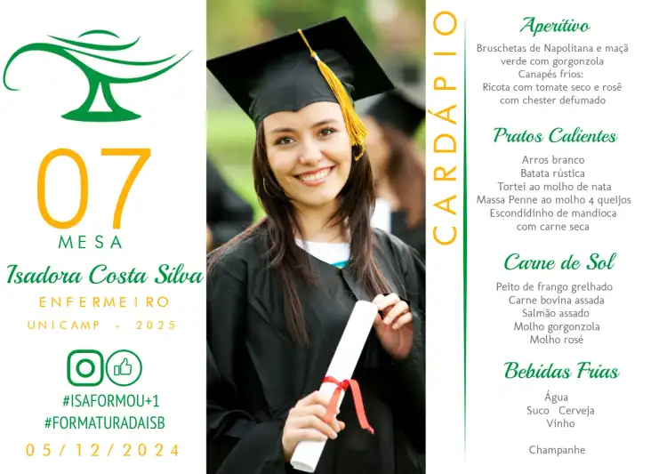 Menu Triângulo Formatura Enfermagem Com Foto Profissão