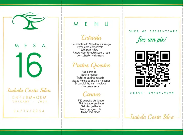 Menu Triângulo Formatura Enfermagem Totem