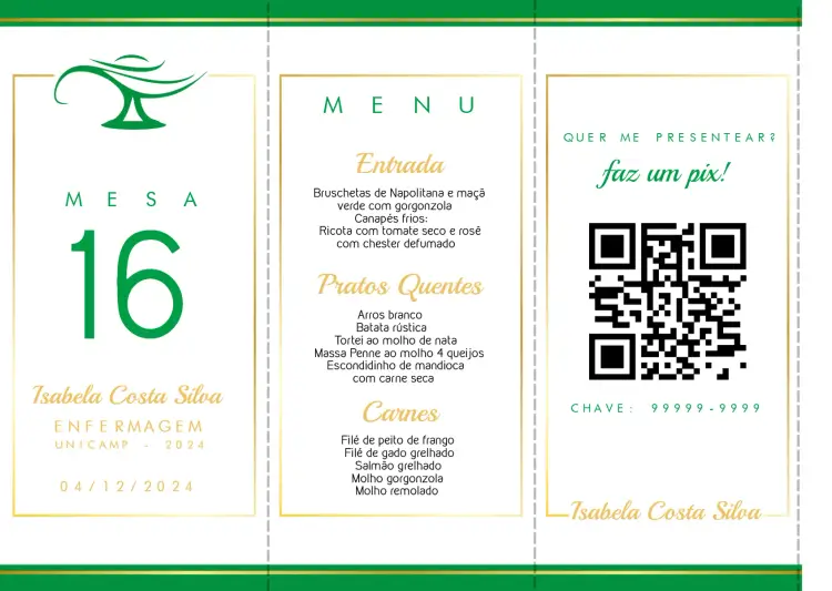 Convite Menu Triângulo Formatura Enfermagem Totem