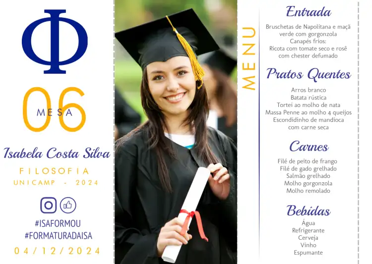 Menu Triângulo Formatura Filosofia Com Foto Curso