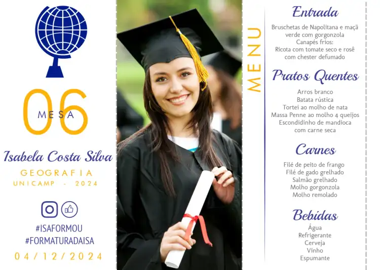 Menu Triângulo Formatura Geografia Com Foto Formando