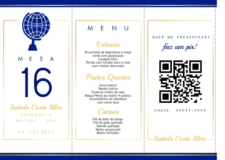 Convite Menu Triângulo Formatura Geografia Geografo