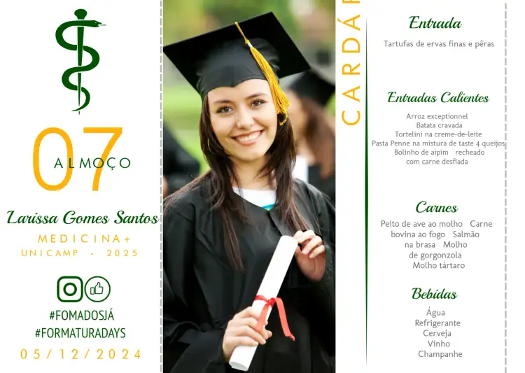 Menu Triângulo Formatura Medicina Com Foto Médica