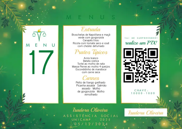Menu Triângulo Formatura Serviço Social Roxo