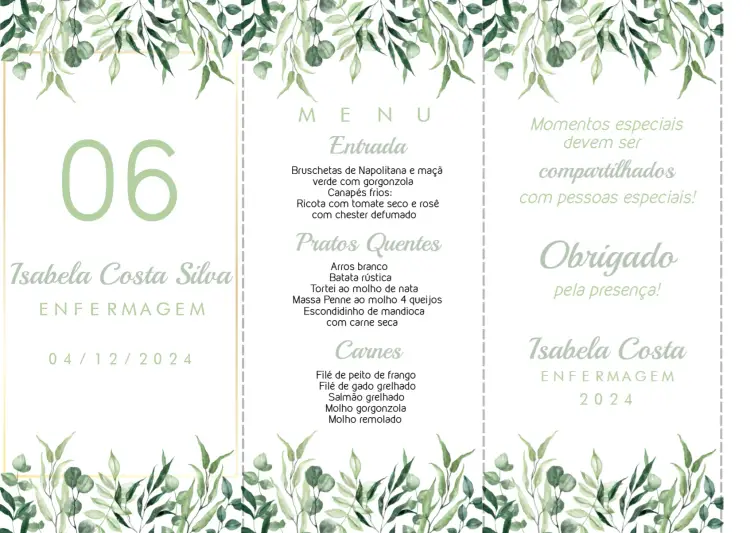 Convite Menu Triângulo Formatura Verde Homem