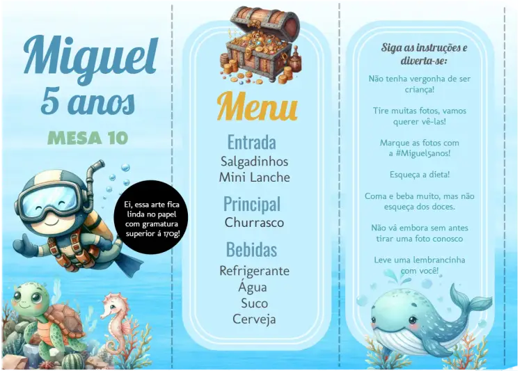 Convite Menu Triângulo Fundo Do Mar Azul