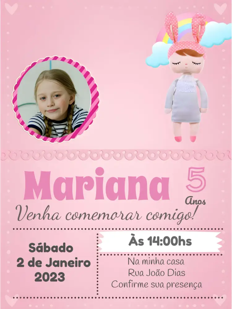 Convite Metoo Boneca Com Foto Editar