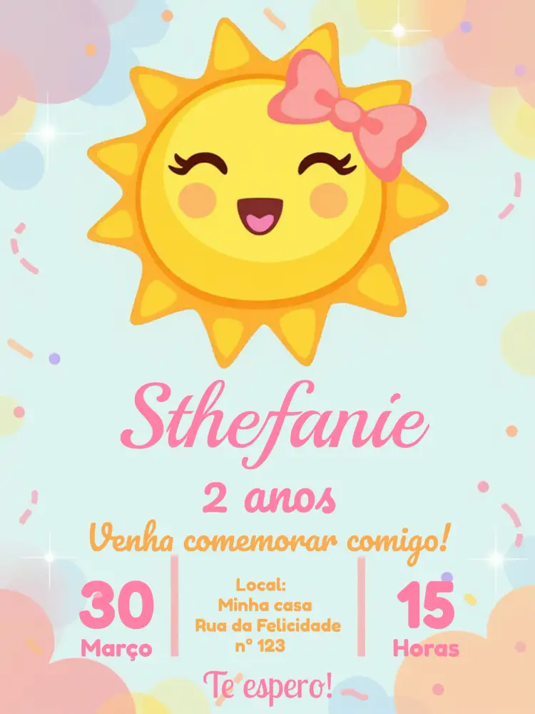 Convite Meu Raio De Sol Nuvem