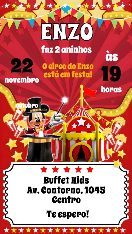 Convite Mickey Circo