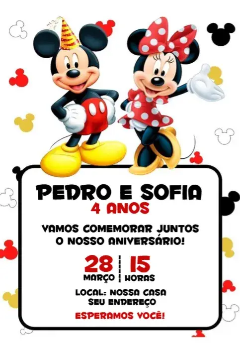 Convite Mickey e Minnie 1