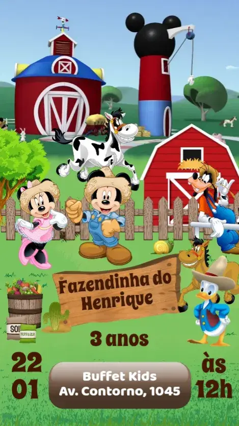 Convite Mickey Fazendeiro