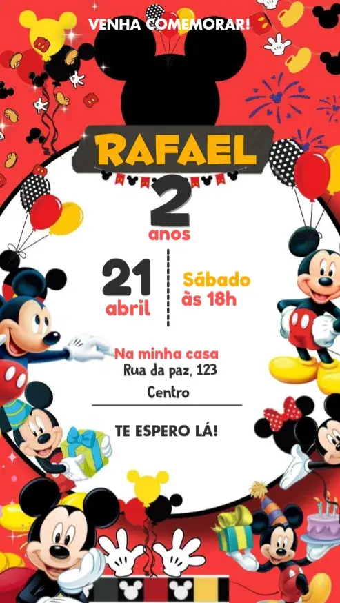 Convite Mickey Mouse