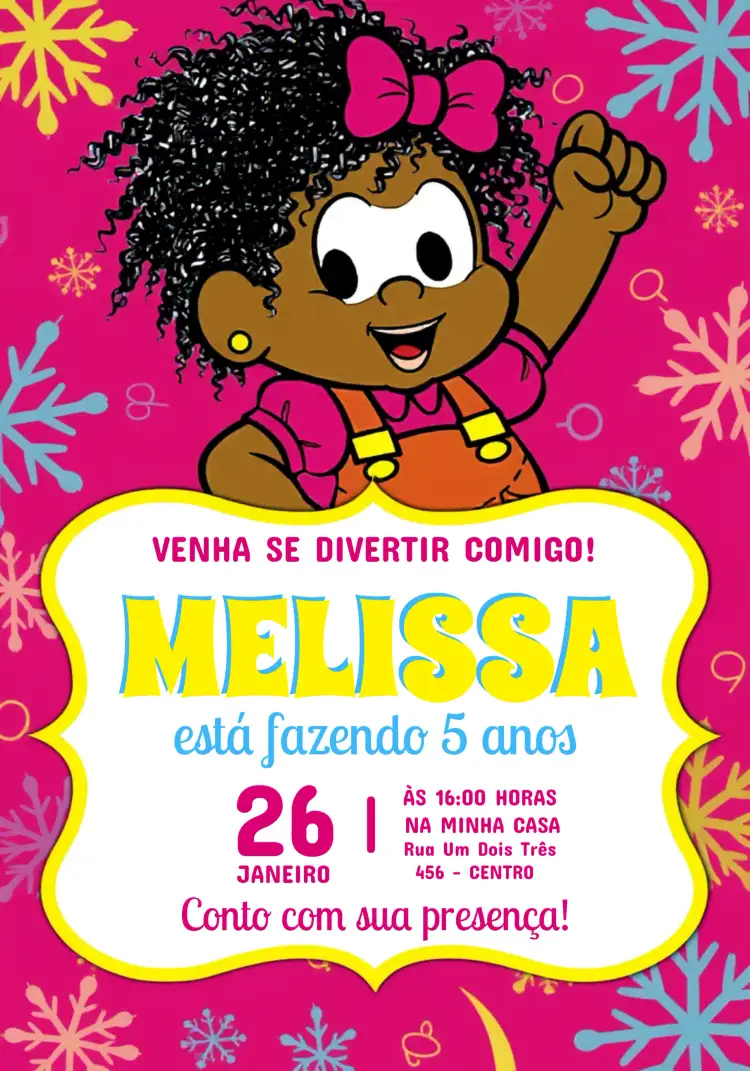 Convite Milena Turma Da Mônica Monica – tema Aniversário Infantil colorido, divertido, infantil, temático, brincalhão