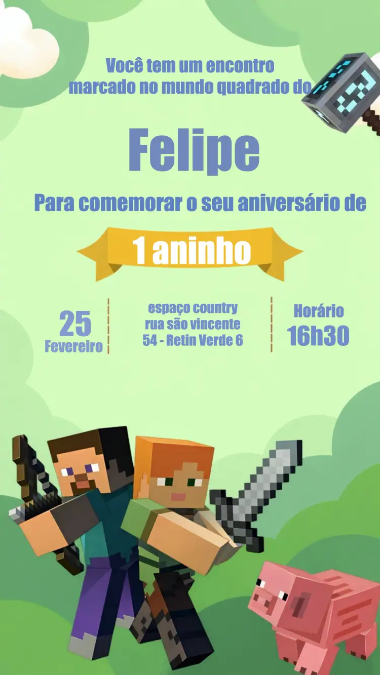 Convite Minecraft