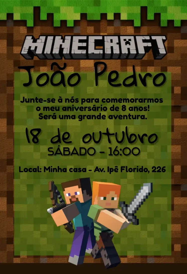 Convite Minecraft
