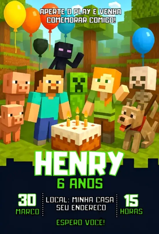 Convite Minecraft 3
