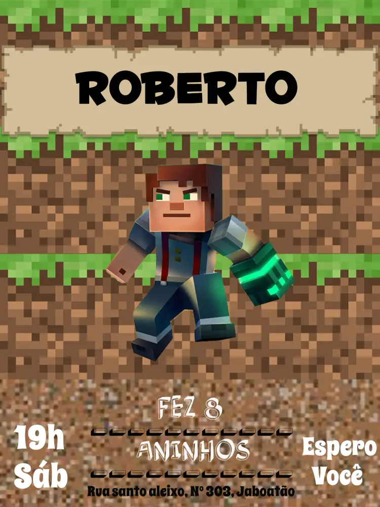 Convite Minecraft Marron