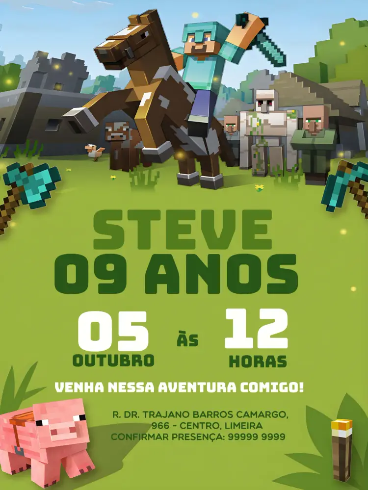 Convite Minecraft Game