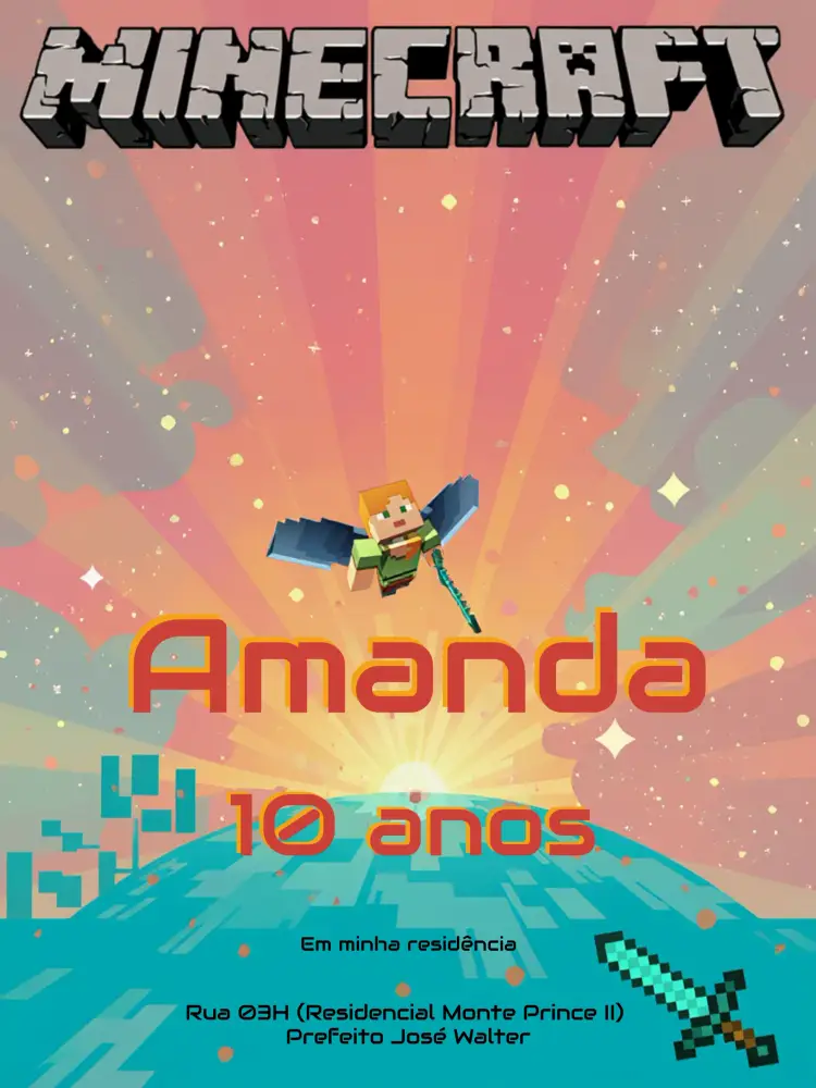 Convite Minecraft Menino