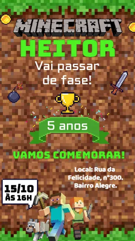 Convite Minecraft Verde