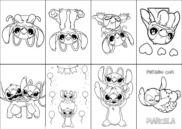 Convite Mini Livro De Colorir Stitch Angel Pintar – tema Aniversário Infantil colorido, divertido, infantil, ilustrações, lúdico