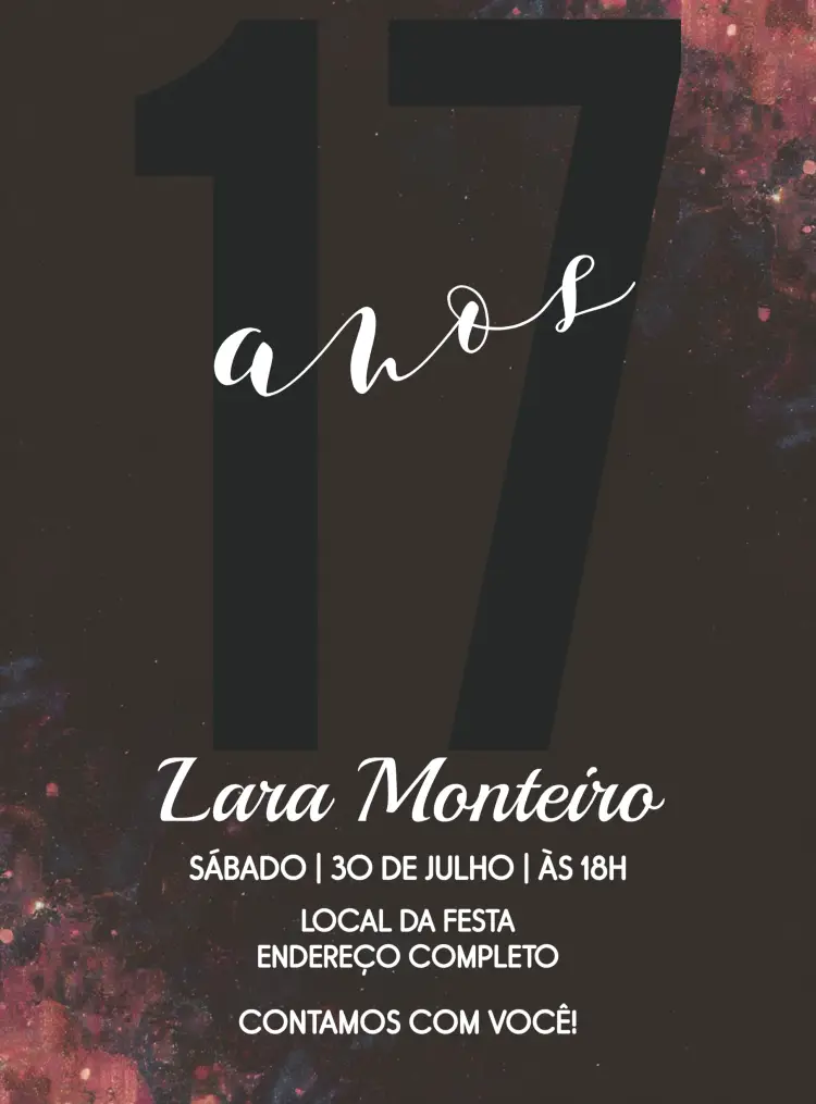 Convite Minimalista All Black Preto