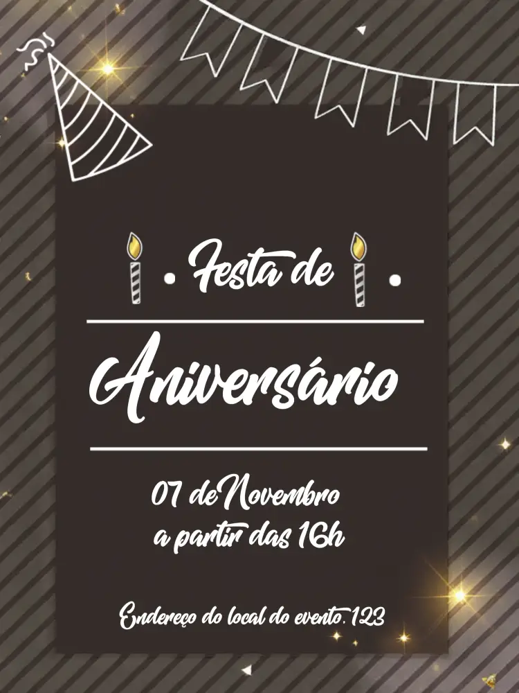 Convite Minimalista -preto E Amarelo Adulto