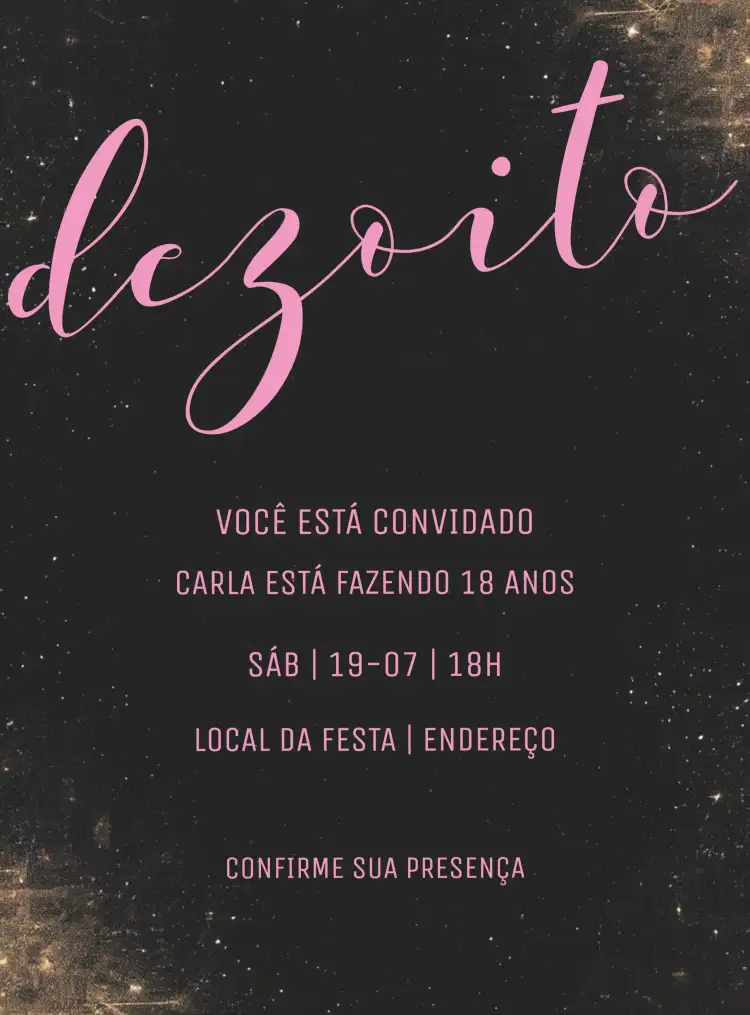 Minimalista Preto E Rosa 18 Anos Mulher
