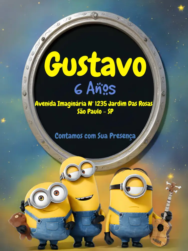 Convite Minions Colorido – tema Mais pesquisados colorido, divertido, infantil, temático, animado