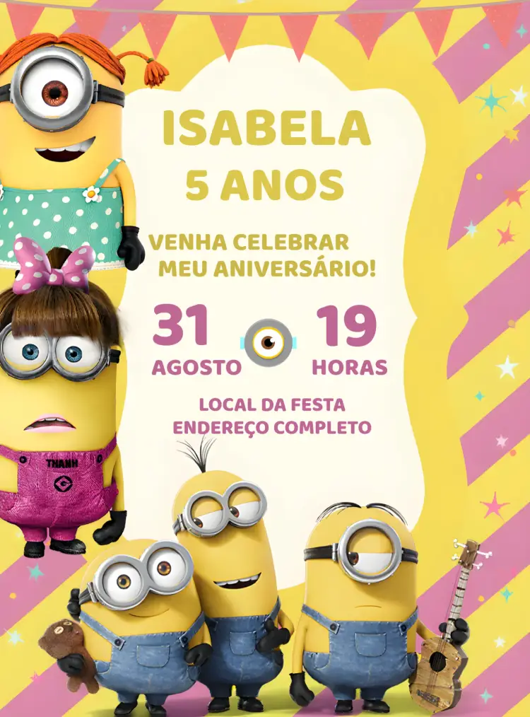 Convite Minions Malvado