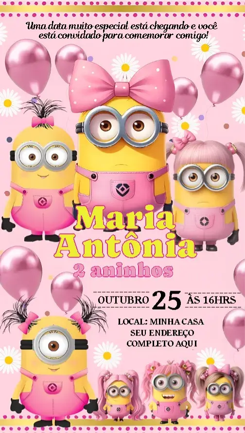 Convite Minions menina 1