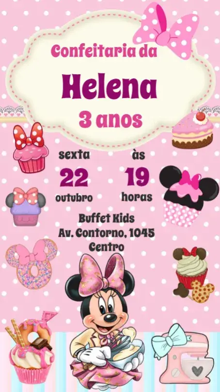 Convite Minnie Confeitaria