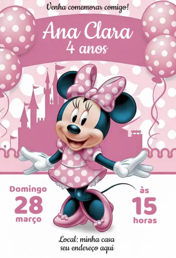 Convite Minnie Mouse 4