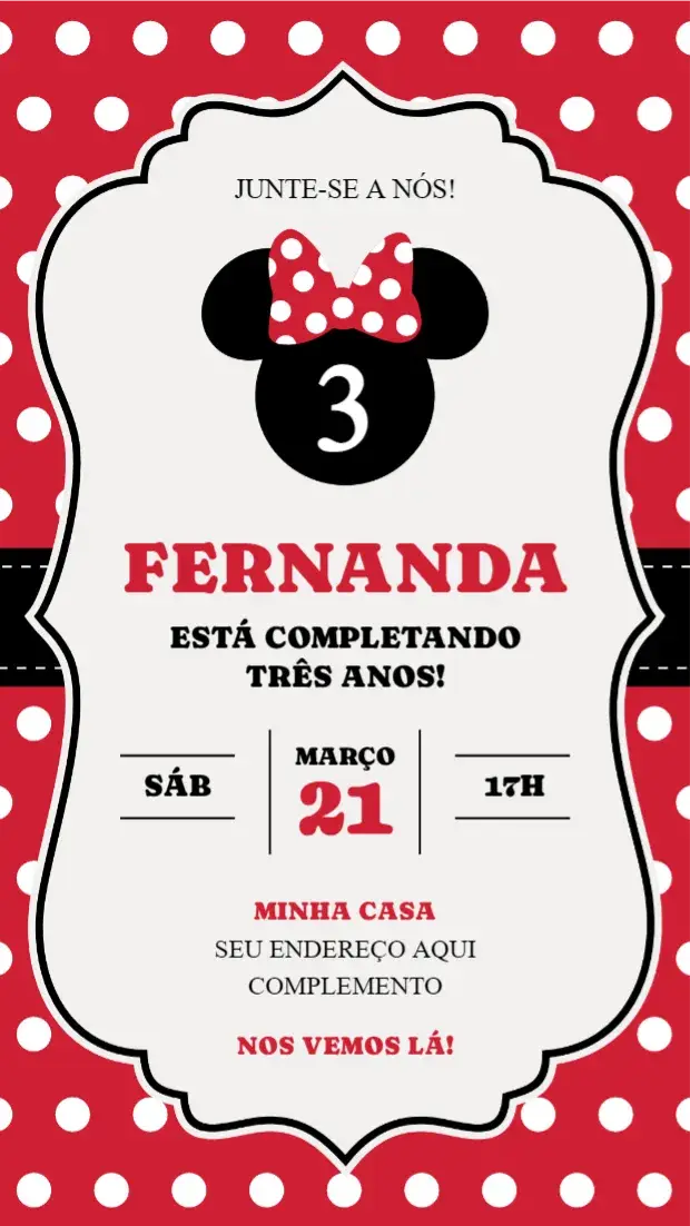 Convite Minnie Mouse