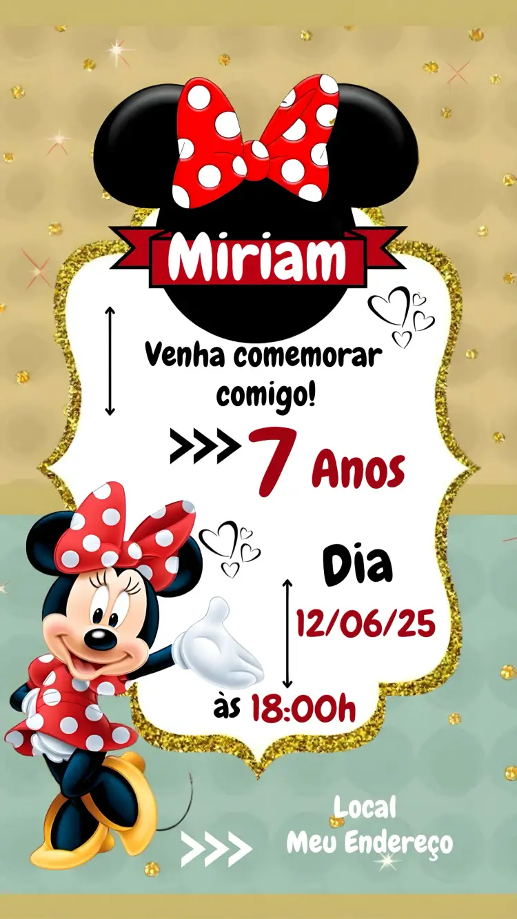 Convite Minnie Mouse Disney