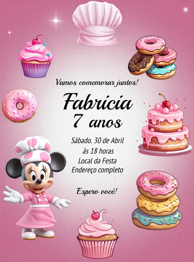 Convite Minnie Mouse Doceria Balas