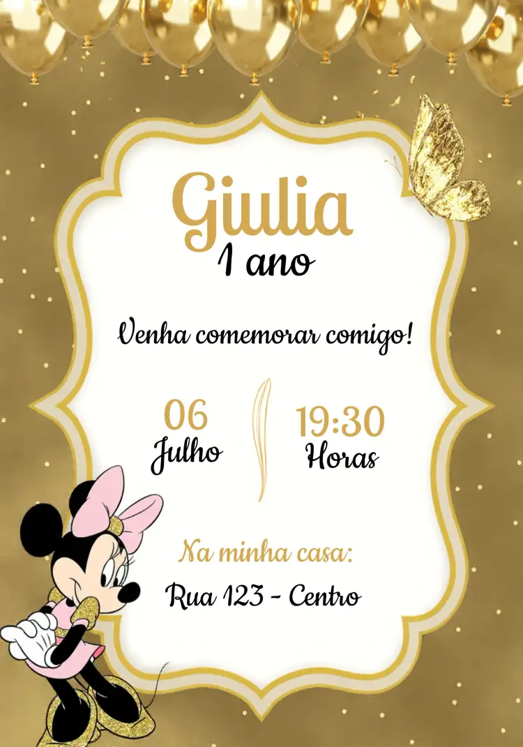 Convite Minnie Mouse Festa – tema Datas Comemorativas vermelho e preto, bolinhas poá, laço delicado, estilo Disney, festa infantil, luxo e delicadeza