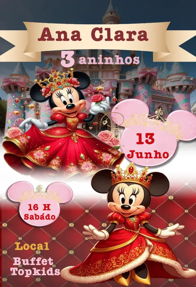 Convite Minnie Realeza