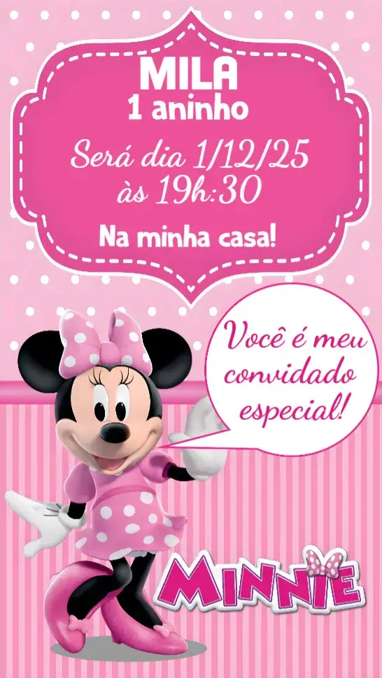 Convite Minnie Rosa