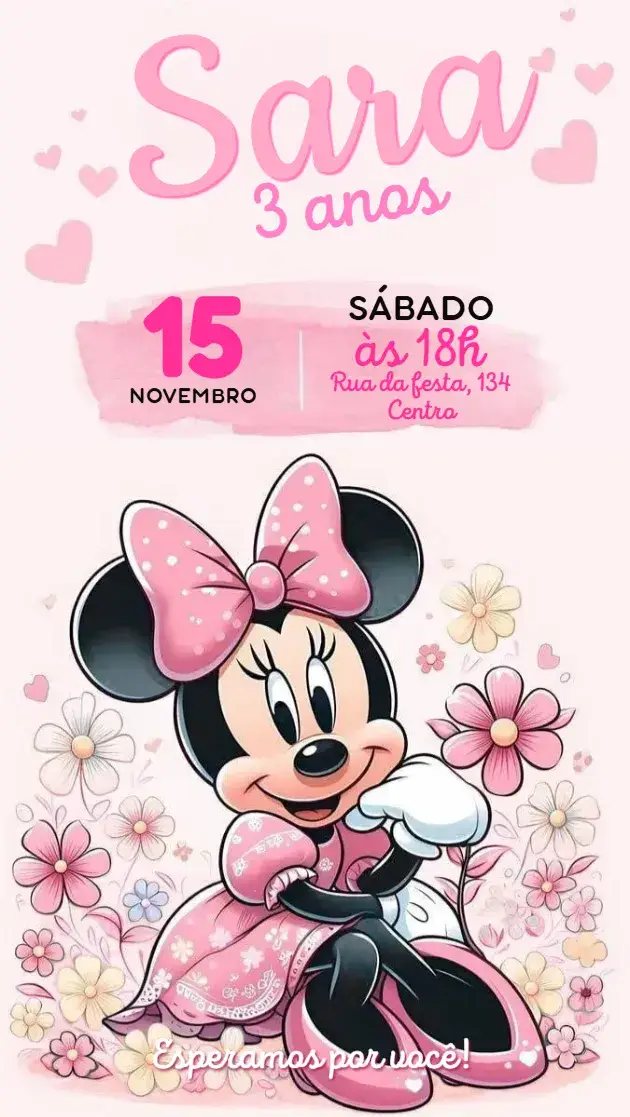 Convite Minnie rosa