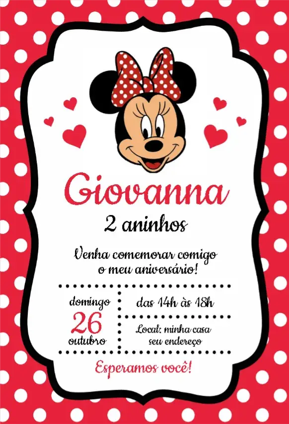 Convite Minnie Vermelha