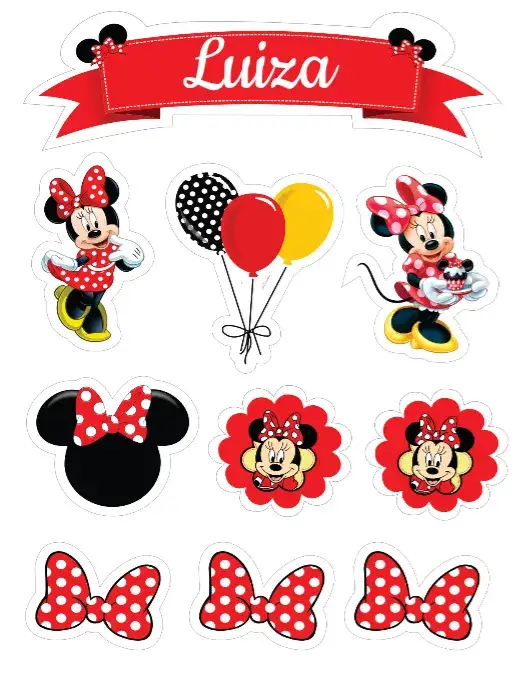 Convite Minnie Vermelha – tema Topo de bolo vermelho, divertido, infantil, temático, colorido, lúdico
