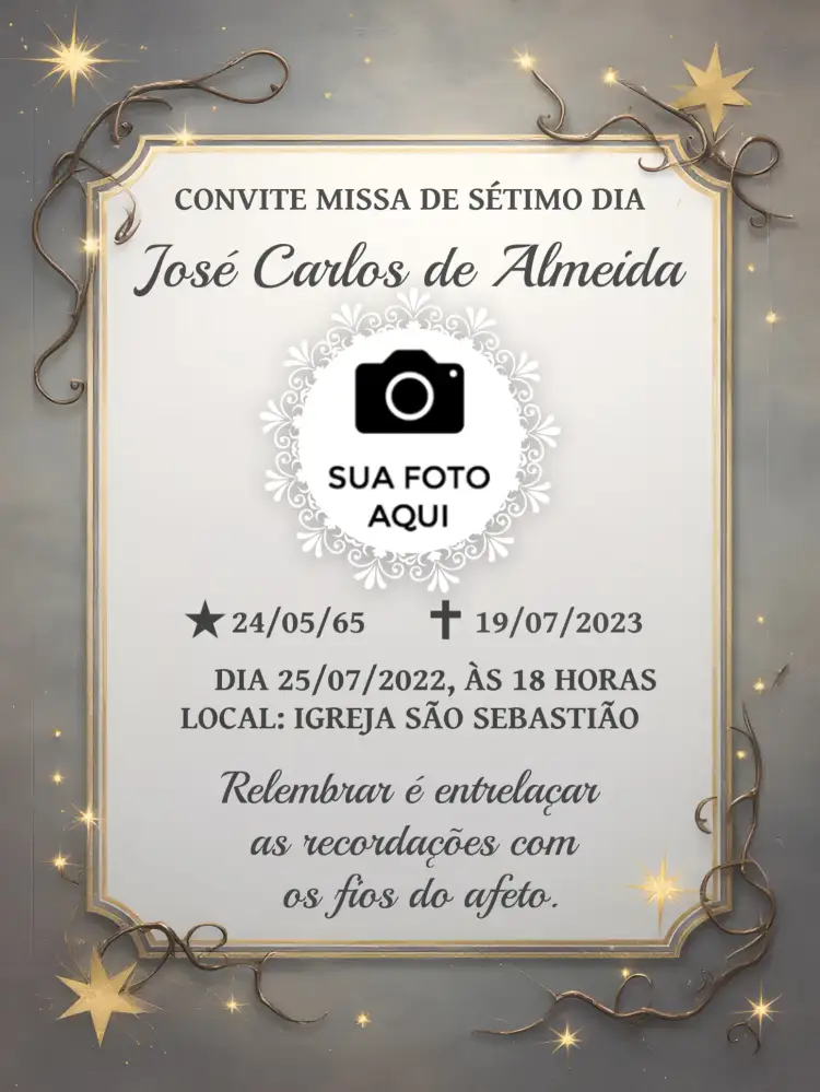 Convite Missa De 1 Ano Falecimento Branco – tema Datas Comemorativas minimalista, elegante, sereno, branco, cinza, confortante