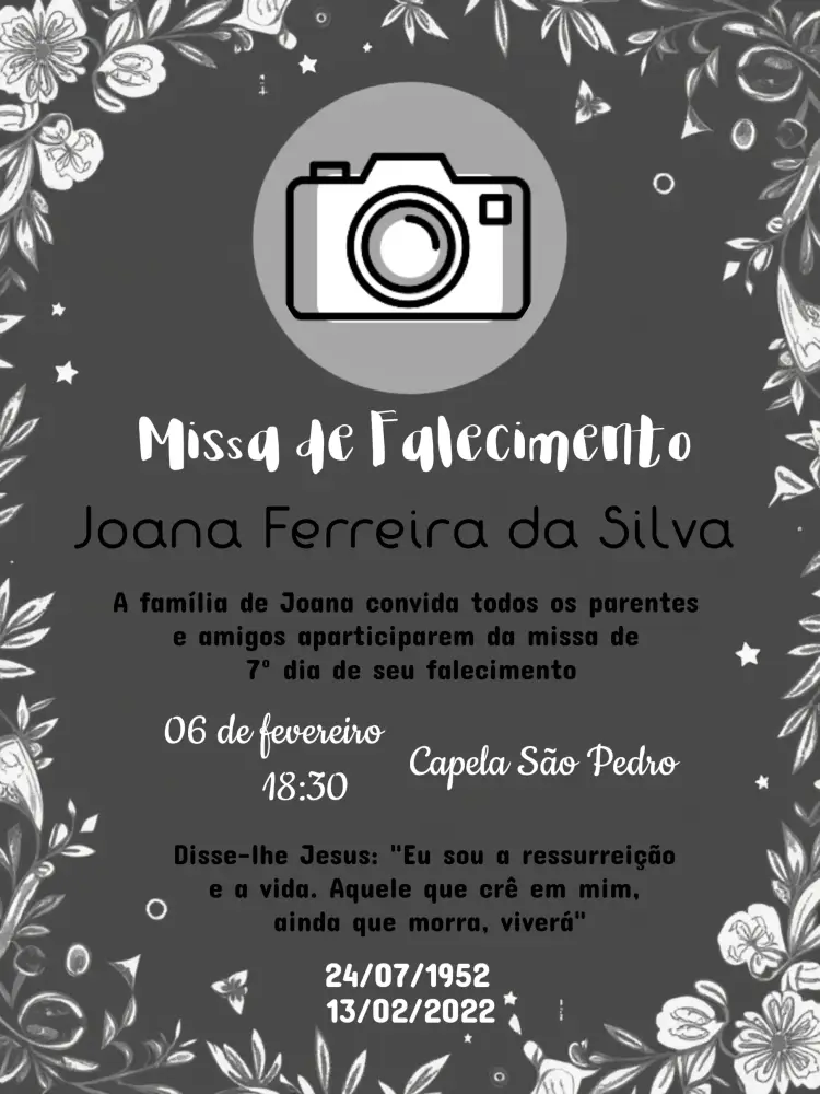 Convite Missa De Falecimento 7º Dia Com Foto Finados