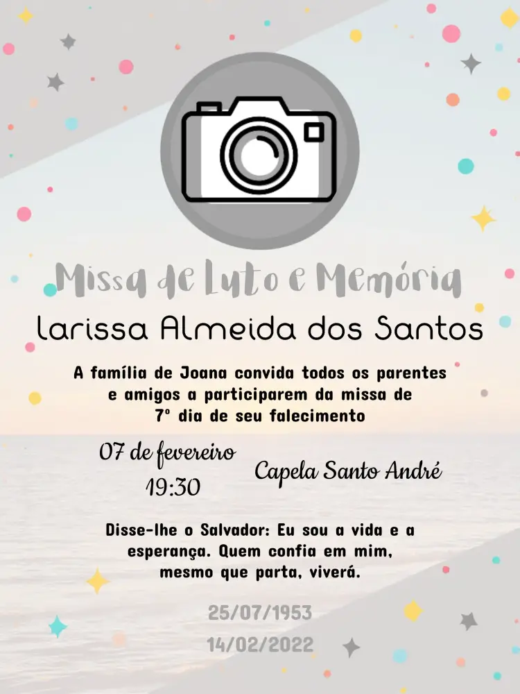 Convite Missa De Falecimento 7º Dia Com Foto Recado