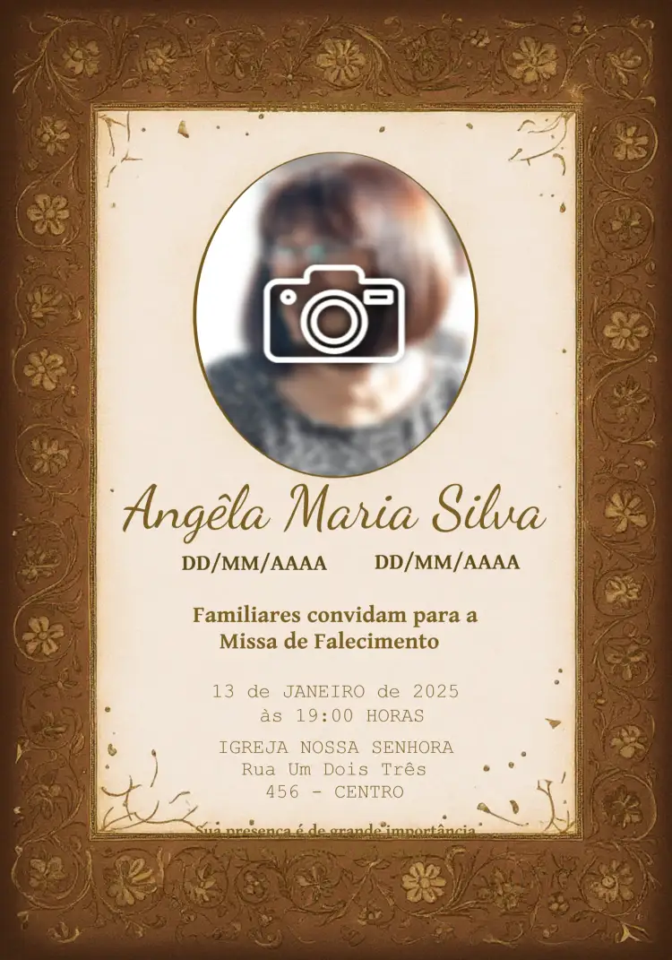 Convite Missa De Falecimento Com Foto Branco – tema Datas Comemorativas branco, sóbrio, minimalista, elegante, tranquilo