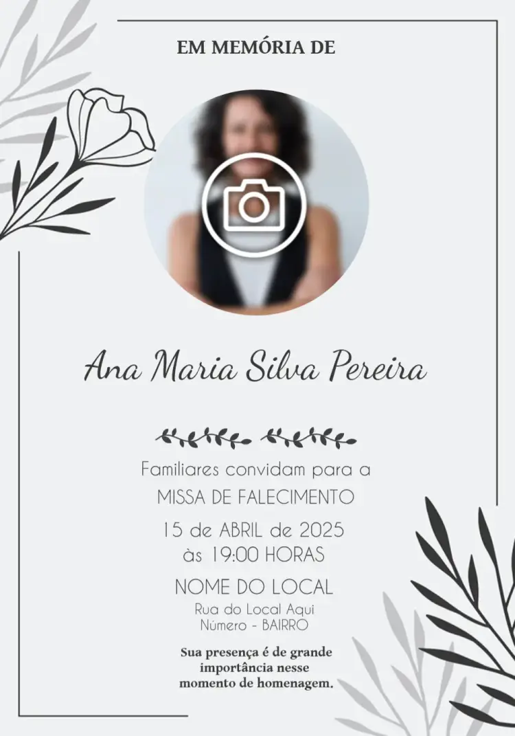 Convite Missa De Falecimento Com Foto Culto