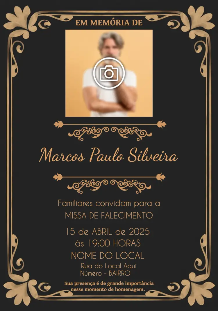 Convite Missa De Falecimento Com Foto Dia
